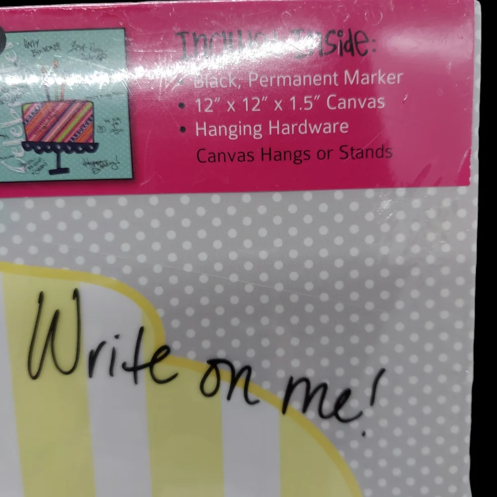 Canvas Kudos Yellow Striped Signable Canvas NWOT